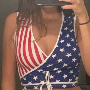 American Apparel American Flag Juilliard Wrap Top